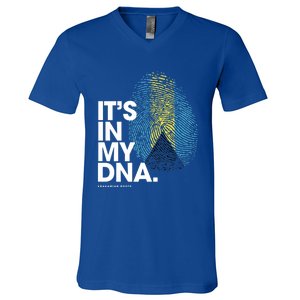 Its In My Dna Bahamas Flag Gift Bahamian Roots Gift V-Neck T-Shirt