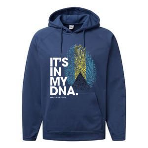 Its In My Dna Bahamas Flag Gift Bahamian Roots Gift Performance Fleece Hoodie