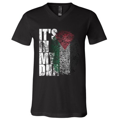 It In My Dna Palestinian Arabic Gifts Palestine Flag V-Neck T-Shirt