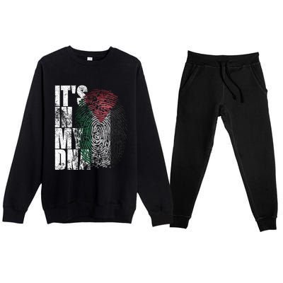 It In My Dna Palestinian Arabic Gifts Palestine Flag Premium Crewneck Sweatsuit Set