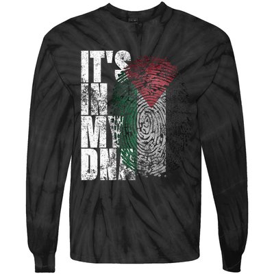 It In My Dna Palestinian Arabic Gifts Palestine Flag Tie-Dye Long Sleeve Shirt