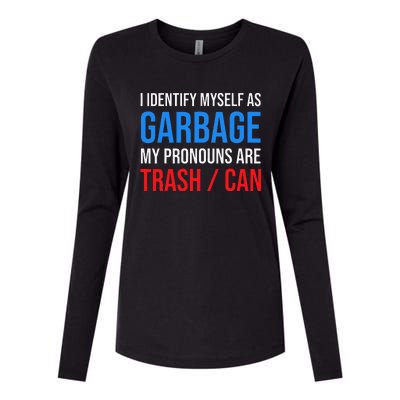 I Identify Myself As Garbage Supporters For Trump Womens Cotton Relaxed Long Sleeve T-Shirt