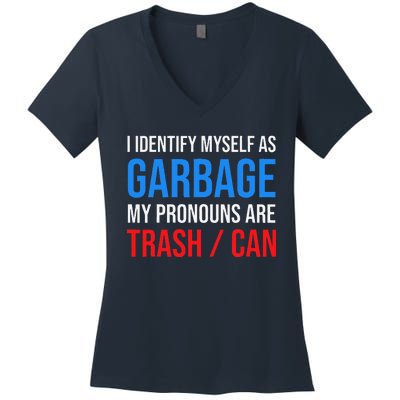 I Identify Myself As Garbage Supporters For Trump Women's V-Neck T-Shirt