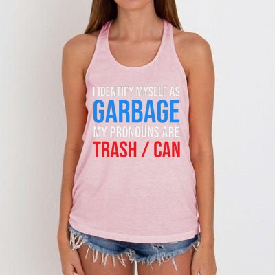 I Identify Myself As Garbage Supporters For Trump Women's Knotted Racerback Tank