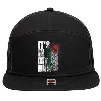 It's In My DNA Palestinian Arabic Gifts Palestine Flag 7 Panel Mesh Trucker Snapback Hat