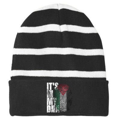 It's In My DNA Palestinian Arabic Gifts Palestine Flag Striped Beanie with Solid Band