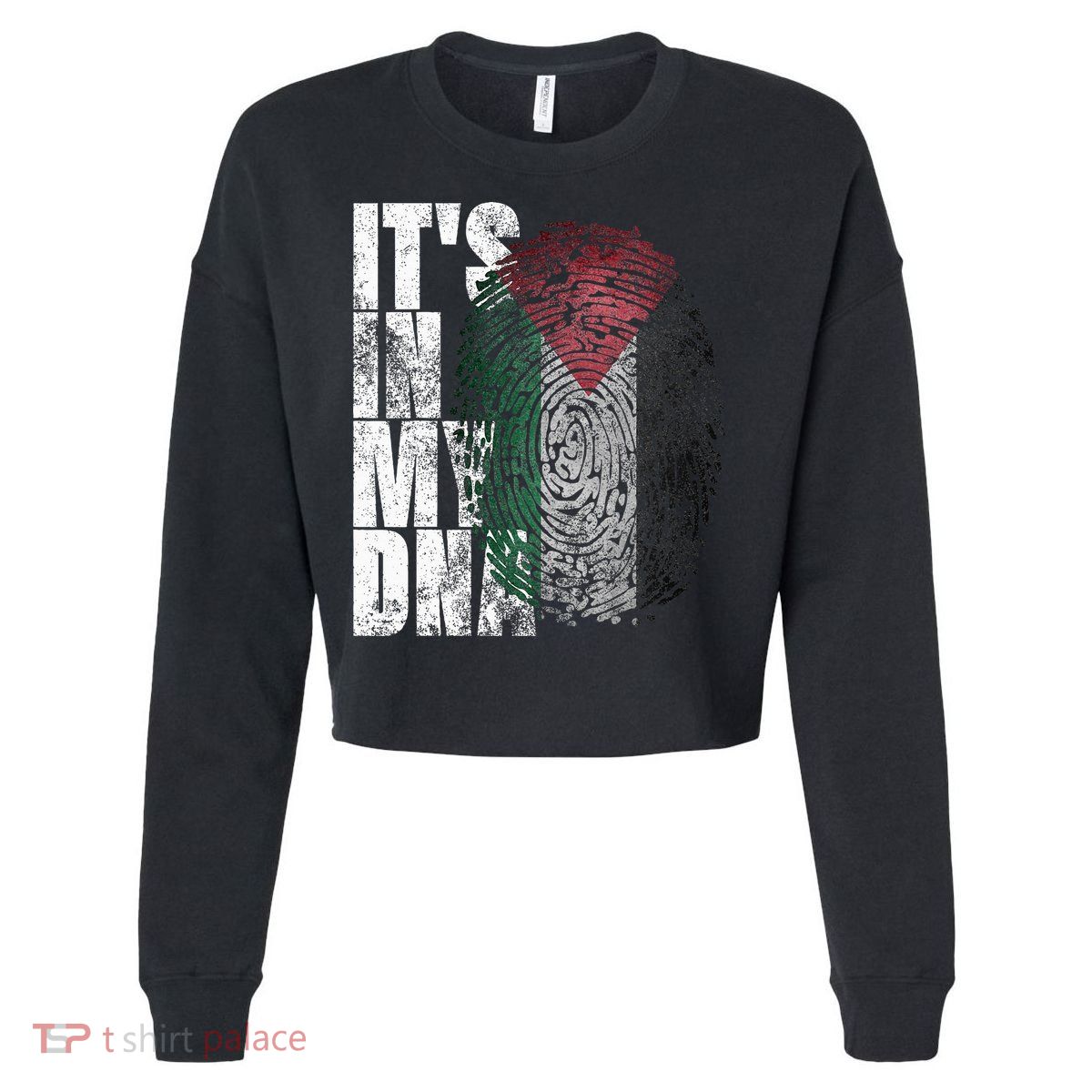It's In My DNA Palestinian Arabic Gifts Palestine Flag Cropped Pullover Crew