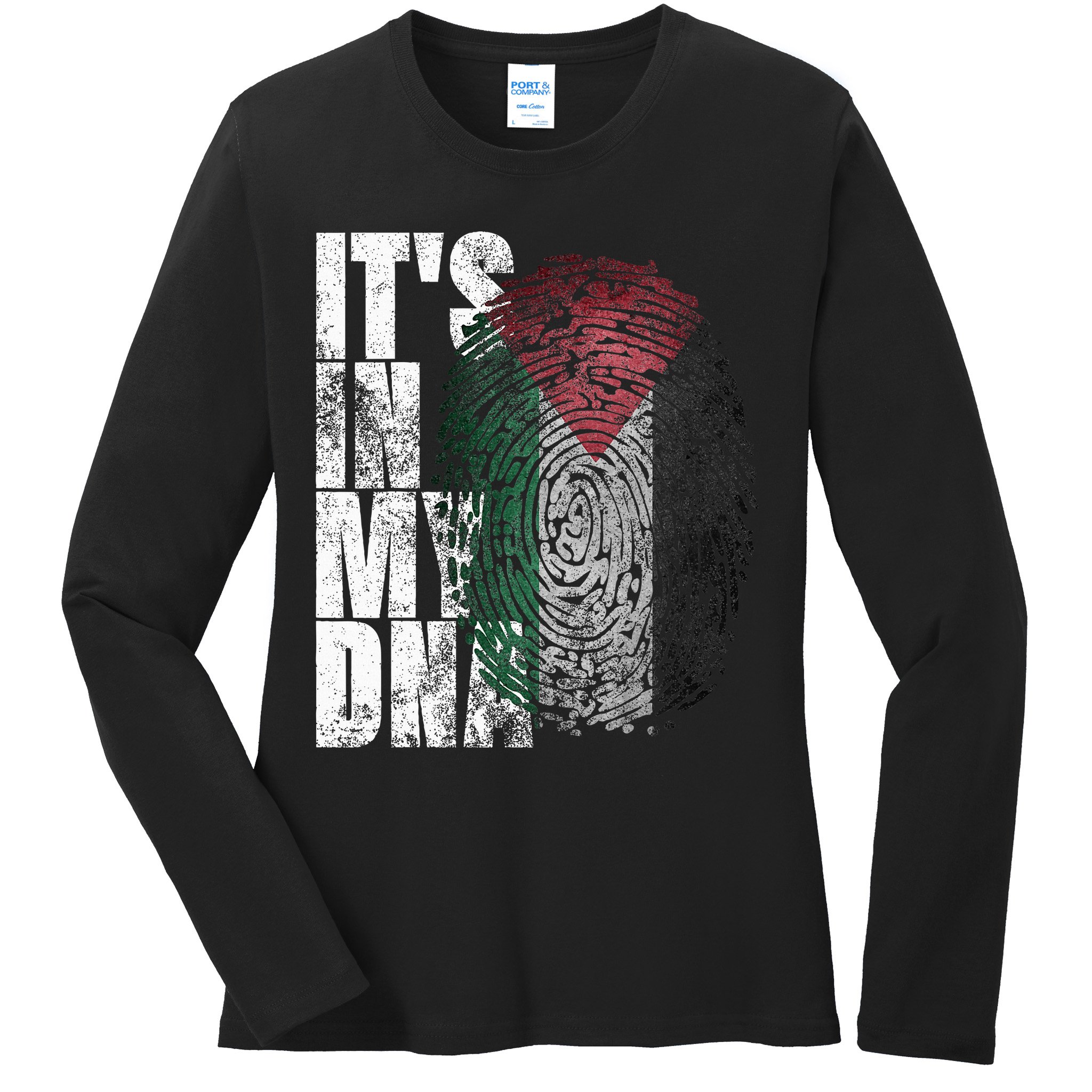 It's In My DNA Palestinian Arabic Gifts Palestine Flag Ladies Long Sleeve Shirt