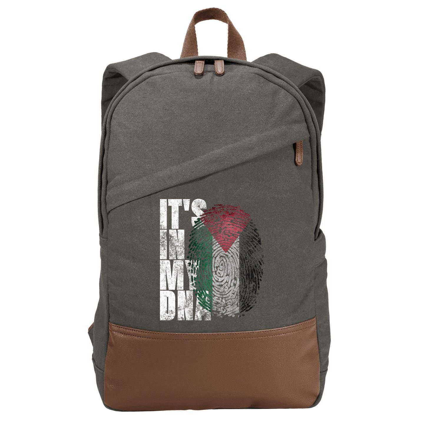 It's In My DNA Palestinian Arabic Gifts Palestine Flag Cotton Canvas Backpack