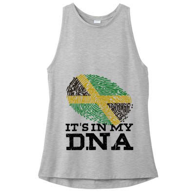 ItS In My Dna Jamaican Jamaica Flag Ladies PosiCharge Tri-Blend Wicking Tank