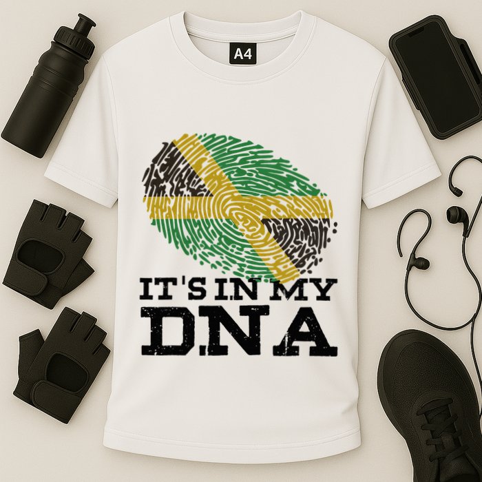 ItS In My Dna Jamaican Jamaica Flag Cooling Performance Crew T-Shirt