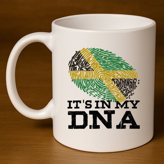 ItS In My Dna Jamaican Jamaica Flag 11oz C Handle Ceramic Mug