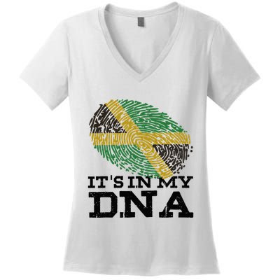 ItS In My Dna Jamaican Jamaica Flag Women's V-Neck T-Shirt