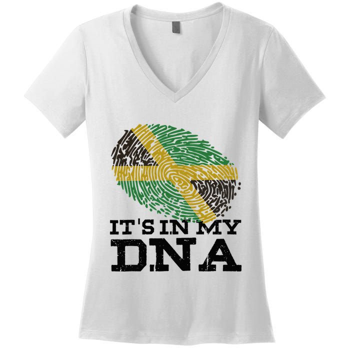 ItS In My Dna Jamaican Jamaica Flag Women's V-Neck T-Shirt
