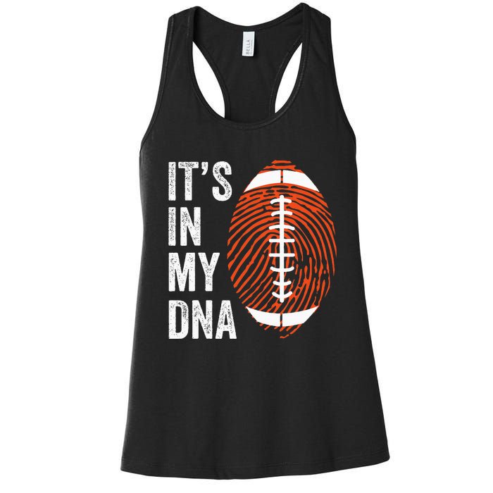 ItS In My Dna American Football Fingerprint Football Player Women's Racerback Tank