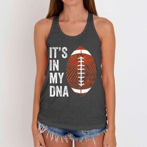 ItS In My Dna American Football Fingerprint Football Player Women's Knotted Racerback Tank