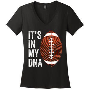 ItS In My Dna American Football Fingerprint Football Player Women's V-Neck T-Shirt