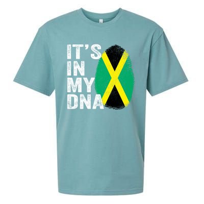 It's In My Dna Jamaican Flag Jamaica Fingerprint Gift Sueded Cloud Jersey T-Shirt