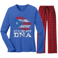 Its In My DNA Puerto Rico Rican Hispanic Heritage Month Women's Long Sleeve Flannel Pajama Set 