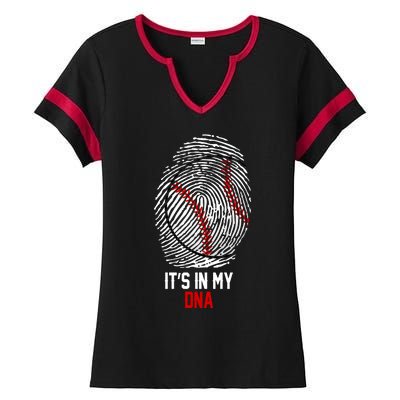 It's In My DNA Baseball Lover Ladies Halftime Notch Neck Tee