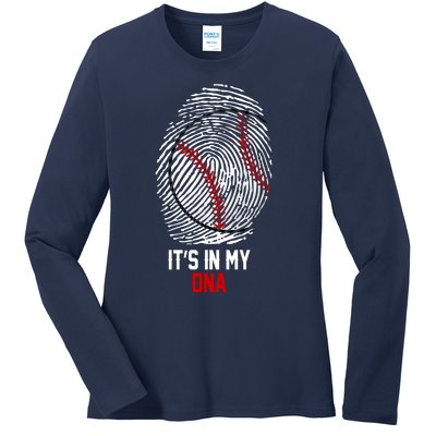 It's In My DNA Baseball Lover Ladies Long Sleeve Shirt