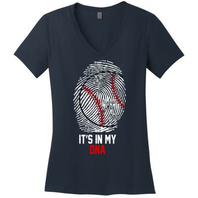 It's In My DNA Baseball Lover Women's V-Neck T-Shirt