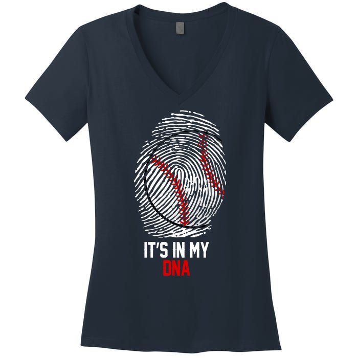 It's In My DNA Baseball Lover Women's V-Neck T-Shirt