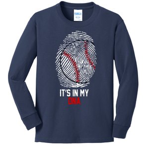 It's In My DNA Baseball Lover Kids Long Sleeve Shirt