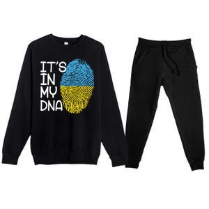 It's In My DNA Ukraine Fingerprint Premium Crewneck Sweatsuit Set