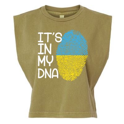 It's In My DNA Ukraine Fingerprint Garment-Dyed Women's Muscle Tee