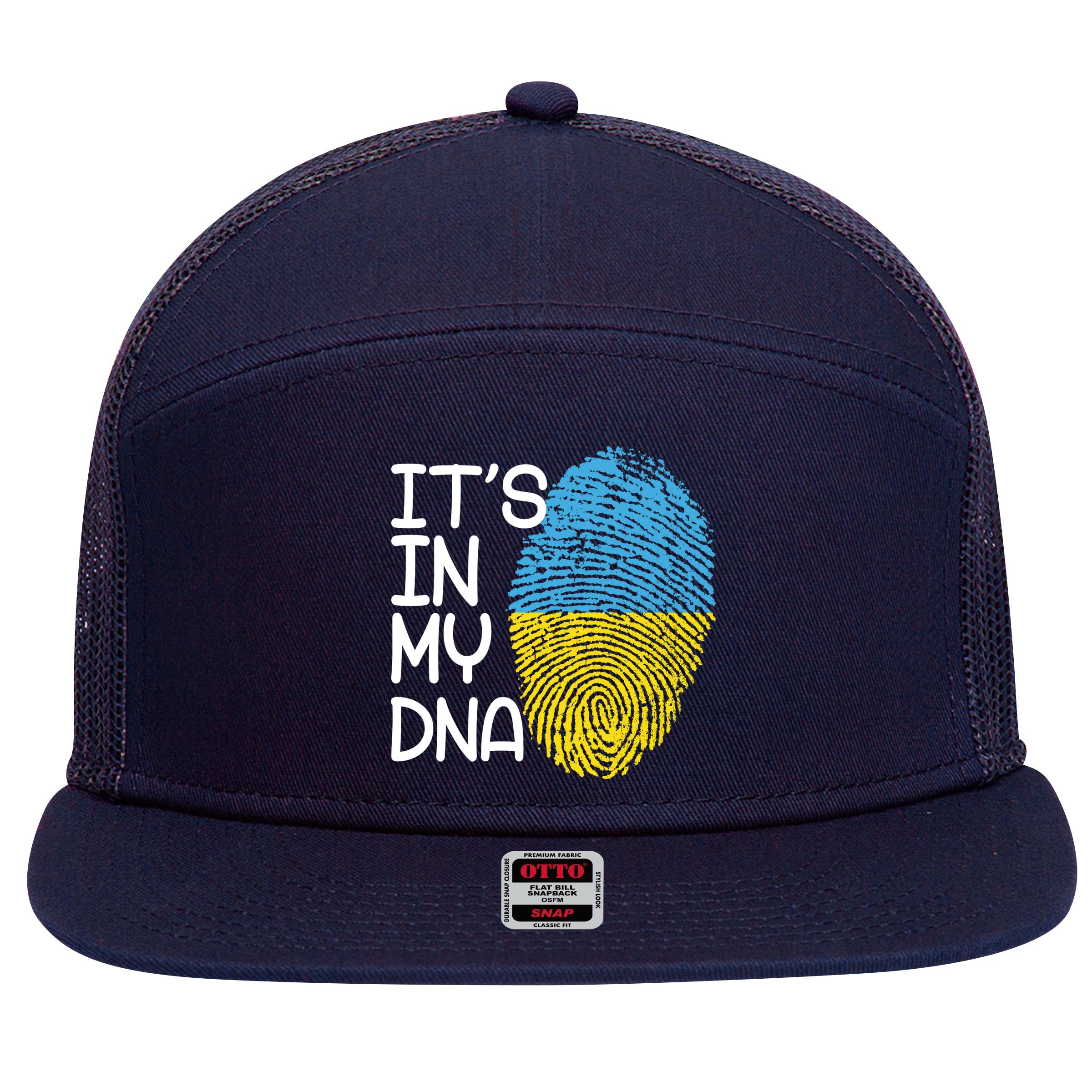 It's In My DNA Ukraine Fingerprint 7 Panel Mesh Trucker Snapback Hat
