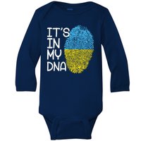 It's In My DNA Ukraine Fingerprint Baby Long Sleeve Bodysuit