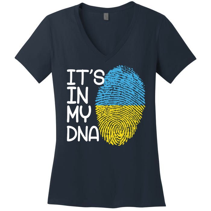 It's In My DNA Ukraine Fingerprint Women's V-Neck T-Shirt