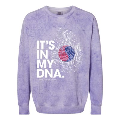 ITS IN MY DNA South Korea Flag Shirts South Korean Roots Colorblast Crewneck Sweatshirt