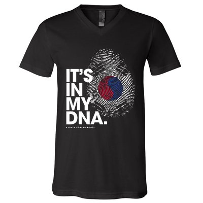 ITS IN MY DNA South Korea Flag Shirts South Korean Roots V-Neck T-Shirt