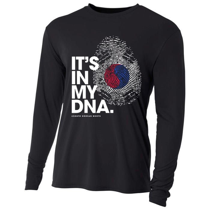 ITS IN MY DNA South Korea Flag Shirts South Korean Roots Cooling Performance Long Sleeve Crew