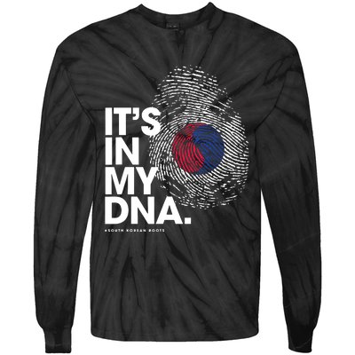 ITS IN MY DNA South Korea Flag Shirts South Korean Roots Tie-Dye Long Sleeve Shirt