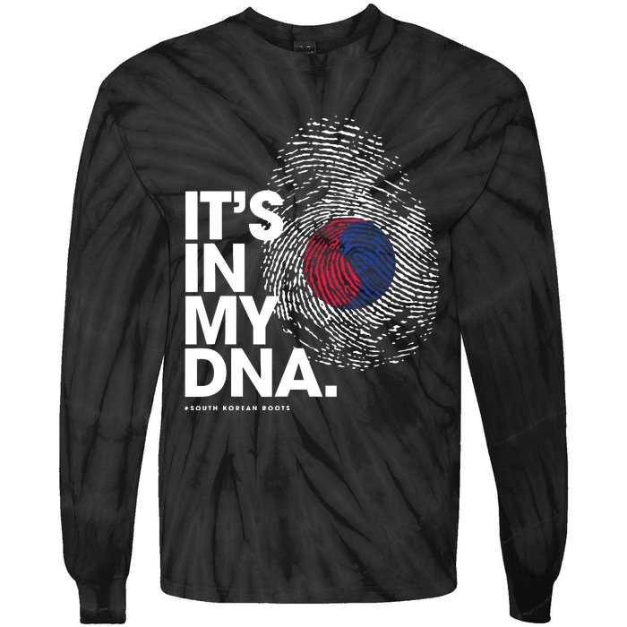 ITS IN MY DNA South Korea Flag Shirts South Korean Roots Tie-Dye Long Sleeve Shirt