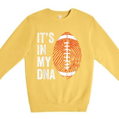 ItS In My Dna American Football Fingerprint Football Player Premium Crewneck Sweatshirt