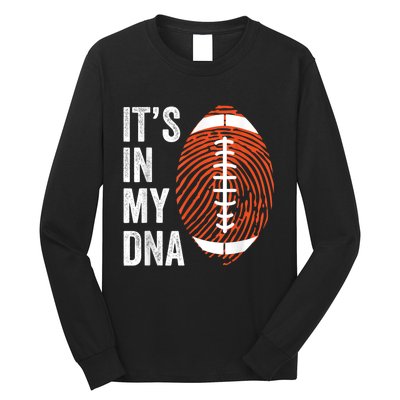 ItS In My Dna American Football Fingerprint Football Player Long Sleeve Shirt