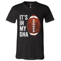 ItS In My Dna American Football Fingerprint Football Player V-Neck T-Shirt