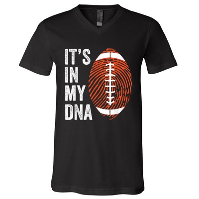 ItS In My Dna American Football Fingerprint Football Player V-Neck T-Shirt