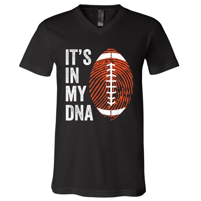 ItS In My Dna American Football Fingerprint Football Player V-Neck T-Shirt