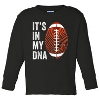 ItS In My Dna American Football Fingerprint Football Player Toddler Long Sleeve Shirt