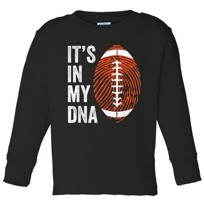 ItS In My Dna American Football Fingerprint Football Player Toddler Long Sleeve Shirt