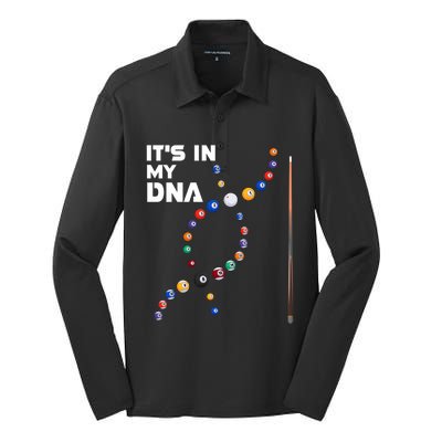 ItS In My Dna Pool Billiard Gift Silk Touch Performance Long Sleeve Polo