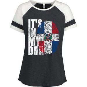 It's In My Dna Dominican Funny Gift Proud Dominican Republic Flag Funny Gift Enza Ladies Jersey Colorblock Tee