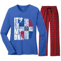 It's In My Dna Dominican Funny Gift Proud Dominican Republic Flag Funny Gift Women's Long Sleeve Flannel Pajama Set 