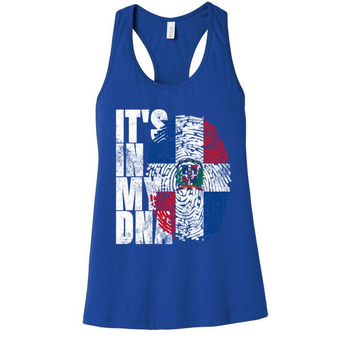 It's In My Dna Dominican Funny Gift Proud Dominican Republic Flag Funny Gift Women's Racerback Tank