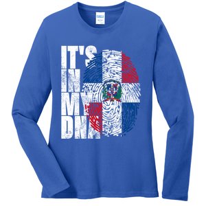 It's In My Dna Dominican Funny Gift Proud Dominican Republic Flag Funny Gift Ladies Long Sleeve Shirt